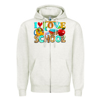 Oatmeal Heather i love school Zipper Hoodie - NancyCooperArtShop