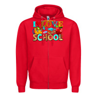 Red i love school Zipper Hoodie - NancyCooperArtShop