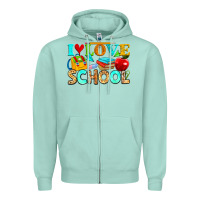 Seafoam i love school Zipper Hoodie - NancyCooperArtShop
