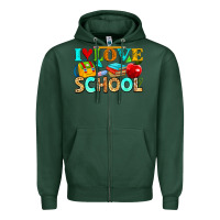 Sports Green i love school Zipper Hoodie - NancyCooperArtShop