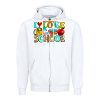White i love school Zipper Hoodie - NancyCooperArtShop