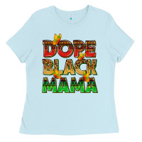 Baby Blue dope black mama with butterflies Ladies Tee - texasbilliewilder