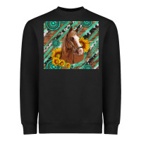 Black western horse with gemstone and sunflower Heavyweight Sweatshirt - Artiststas