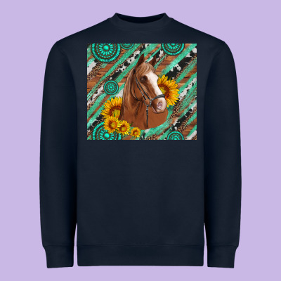 Western Horse With Gemstone And Sunflower Heavyweight Sweatshirt Designed By Artiststas