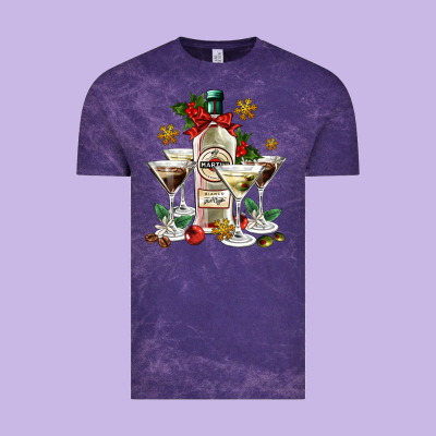 Christmas Martini  And Martini Bottle Vintage Tee Designed By Adodesignshop