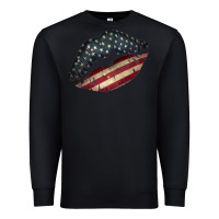 Black Vintage American Flag Lips Premium Sweatshirt - Bettercallsaul