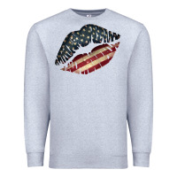 Heather Grey Vintage American Flag Lips Premium Sweatshirt - Bettercallsaul