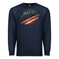 Navy Vintage American Flag Lips Premium Sweatshirt - Bettercallsaul