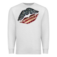 Oatmeal Heather Vintage American Flag Lips Premium Sweatshirt - Bettercallsaul