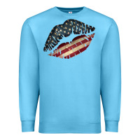 Ocean Blue Vintage American Flag Lips Premium Sweatshirt - Bettercallsaul