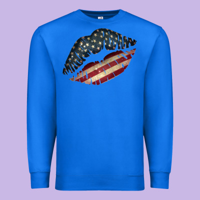 Vintage American Flag Lips Premium Sweatshirt Designed By Bettercallsaul