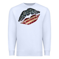 White Vintage American Flag Lips Premium Sweatshirt - Bettercallsaul