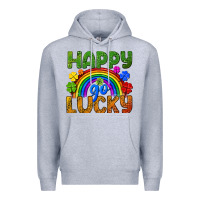 Heather Grey Happy go lucky LGBTQ+ Premium Hoodie - NancyCooperArtShop