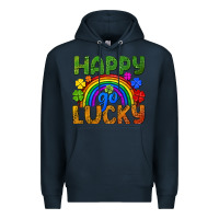 Navy Happy go lucky LGBTQ+ Premium Hoodie - NancyCooperArtShop