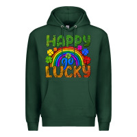Sports Green Happy go lucky LGBTQ+ Premium Hoodie - NancyCooperArtShop