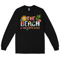 Black the beach is my happy place Long Sleeve Tee - MaliasSmallBusiness