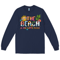 Navy the beach is my happy place Long Sleeve Tee - MaliasSmallBusiness