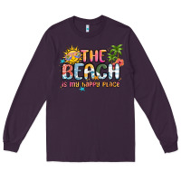 Plum the beach is my happy place Long Sleeve Tee - MaliasSmallBusiness