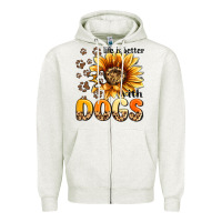 Oatmeal Heather life is better with dogs sunflower Zipper Hoodie - MaliasSmallBusiness