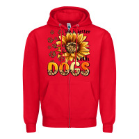 Red life is better with dogs sunflower Zipper Hoodie - MaliasSmallBusiness