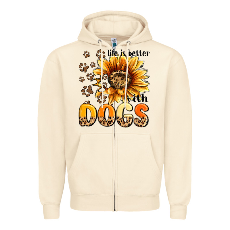 Life Is Better With Dogs Sunflower Zipper Hoodie by MaliasSmallBusiness | Teevron