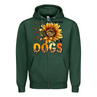 Sports Green life is better with dogs sunflower Zipper Hoodie - MaliasSmallBusiness