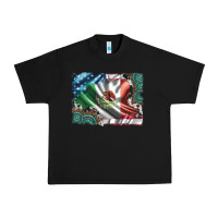 Black usa and mexico flag with leopard cowhide and gemstone background Urban Heavy Tee - Artiststas