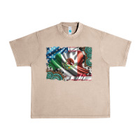 French Oak usa and mexico flag with leopard cowhide and gemstone background Urban Heavy Tee - Artiststas