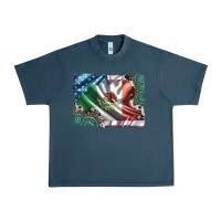 Midnight Navy usa and mexico flag with leopard cowhide and gemstone background Urban Heavy Tee - Artiststas