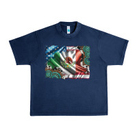 Navy usa and mexico flag with leopard cowhide and gemstone background Urban Heavy Tee - Artiststas