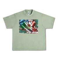 Oil Green usa and mexico flag with leopard cowhide and gemstone background Urban Heavy Tee - Artiststas