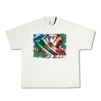 Pistachio usa and mexico flag with leopard cowhide and gemstone background Urban Heavy Tee - Artiststas