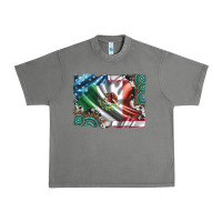 Tornado usa and mexico flag with leopard cowhide and gemstone background Urban Heavy Tee - Artiststas