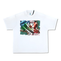 White usa and mexico flag with leopard cowhide and gemstone background Urban Heavy Tee - Artiststas