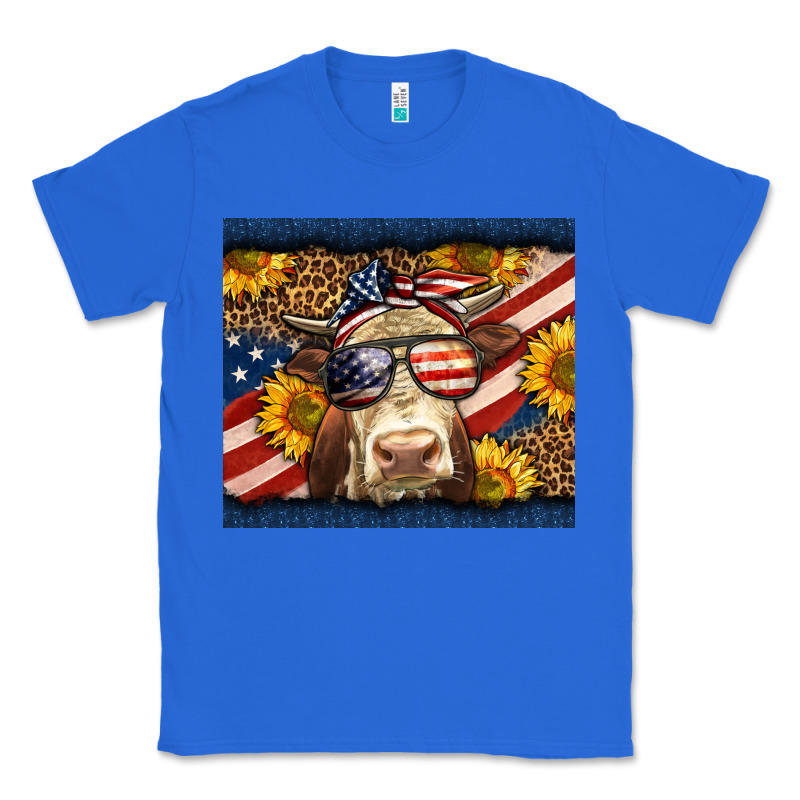 Western 4th Of July Cow Classic Tee by LillyAllenDesigns | Teevron