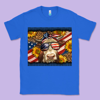 Western 4th Of July Cow Classic Tee Designed By Lillyallendesigns