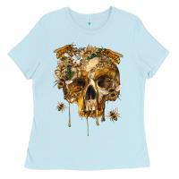 Baby Blue Flower Skeleton Bees Ladies Tee - RanaPortraitStore
