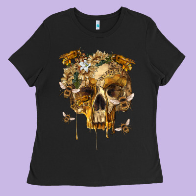 Ladies Tee Flower Skeleton Bees
