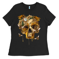Black Flower Skeleton Bees Ladies Tee - RanaPortraitStore