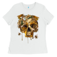 White Flower Skeleton Bees Ladies Tee - RanaPortraitStore