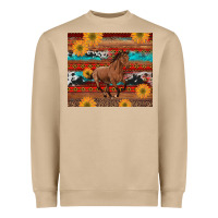 Mushroom western horse and sunflowers cowhide leopard with aztec Heavyweight Sweatshirt - Artiststas