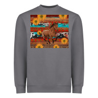 Storm western horse and sunflowers cowhide leopard with aztec Heavyweight Sweatshirt - Artiststas