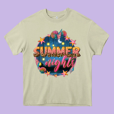 Summer Nights Heavy Core Tee Designed By Texasbilliewilder