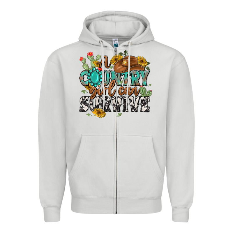A Country Girl Can Survive Zipper Hoodie by MaliasSmallBusiness | Teevron