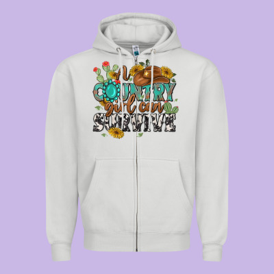 A Country Girl Can Survive Zipper Hoodie Designed By Maliassmallbusiness