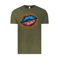 Vintage Olive western 4 of july lips Vintage Tee - BundleAndBundleShop