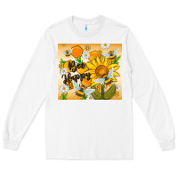 White bee happy Long Sleeve Tee - MaliasSmallBusiness