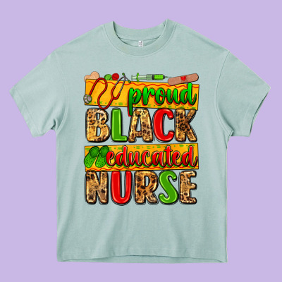 Proud Black Educated Nurse Heavy Core Tee Designed By Zillion Design Studio