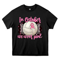 Black in october we wear pink volleyball Heavy Core Tee - BarkalooDesign
