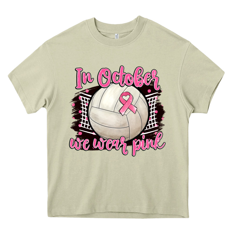 In October We Wear Pink Volleyball Heavy Core Tee by BarkalooDesign | Teevron